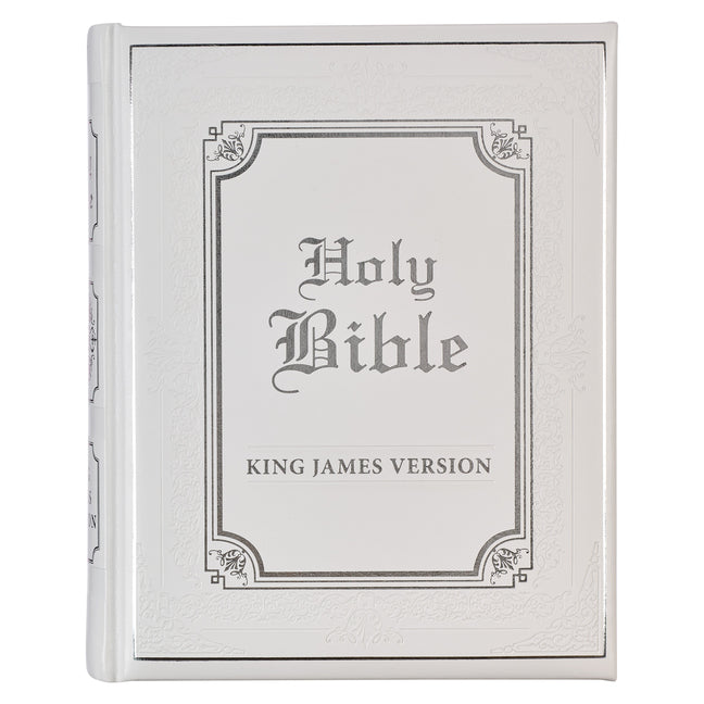 KJV Holy Bible, Classically Illustrated Heirloom Family Bible, Faux Leather Hardcover - Ribbon Markers, King James Version, White/Silver - Ingram