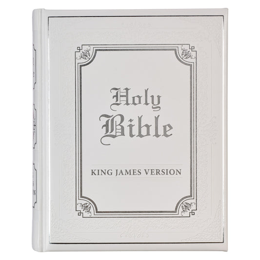KJV Holy Bible, Classically Illustrated Heirloom Family Bible, Faux Leather Hardcover - Ribbon Markers, King James Version, White/Silver - Ingram
