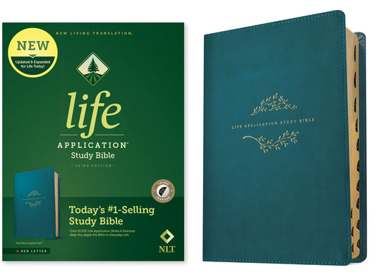 NLT Life Application Study Bible, Third Edition (Leatherlike, Teal Blue, Indexed, Red Letter) - Ingram