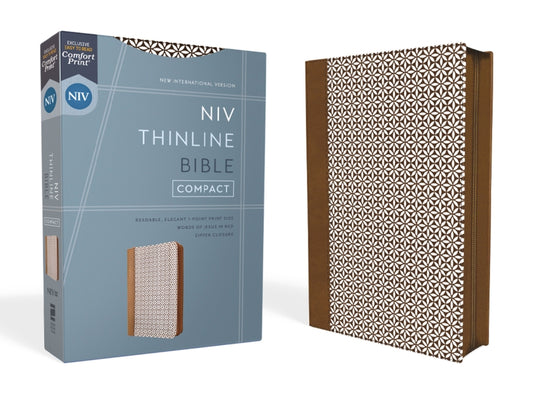 Niv, Thinline Bible, Compact, Leathersoft, Brown/White, Zippered, Red Letter, Comfort Print - Ingram