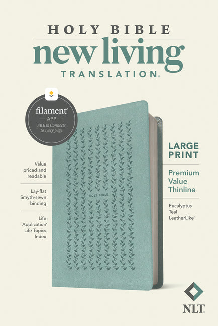 NLT Large Print Premium Value Thinline Bible, Filament Enabled (Leatherlike, Eucalyptus Teal) - Ingram