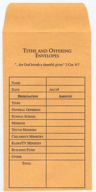 Tithe and Offering Envelope (Bill-Sized): 2 Corinthians 9:7 (Kjv) - Ingram
