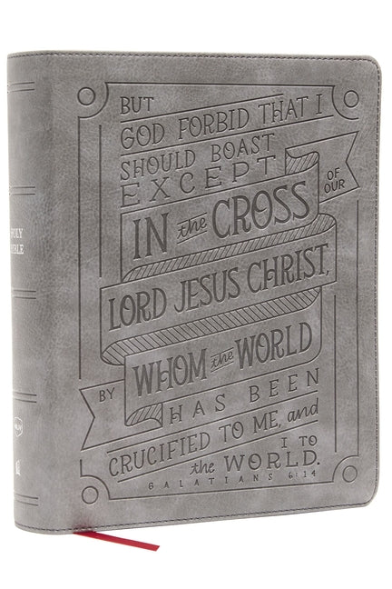 Nkjv, Journal Reference Edition Bible, Verse Art Cover Collection, Leathersoft, Gray, Red Letter, Comfort Print: Let Scripture Explain Scripture. Refl - Ingram