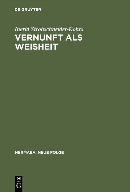 Vernunft als Weisheit (Reprint 2016) - Ingram