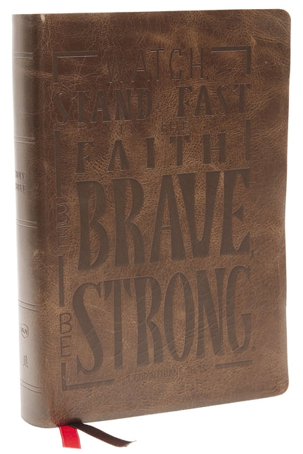 Nkjv, Giant Print Center-Column Reference Bible, Verse Art Cover Collection, Genuine Leather, Brown, Thumb Indexed, Red Letter, Comfort Print: Holy Bi - Ingram