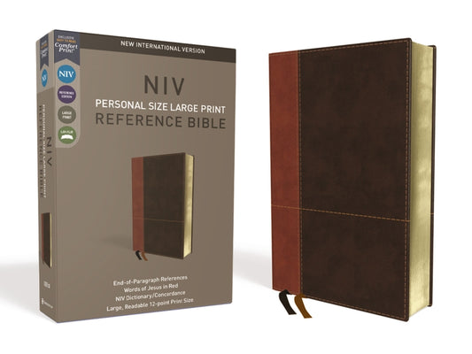 NIV, Personal Size Reference Bible, Large Print, Imitation Leather, Brown, Red Letter Edition, Comfort Print - Ingram