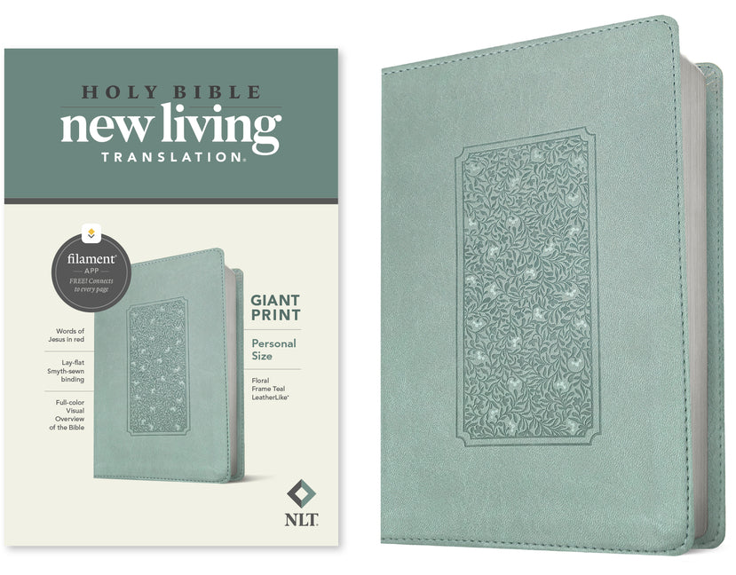 NLT Personal Size Giant Print Bible, Filament Enabled Edition (Red Letter, Leatherlike, Floral Frame Teal) - Ingram