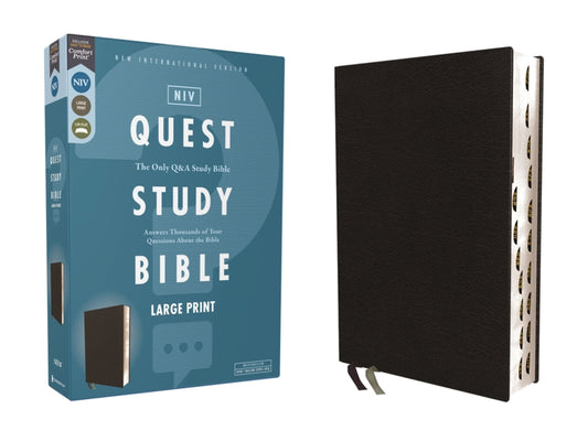 Niv, Quest Study Bible, Large Print, Bonded Leather, Black, Thumb Indexed, Comfort Print: The Only Q and A Study Bible - Ingram