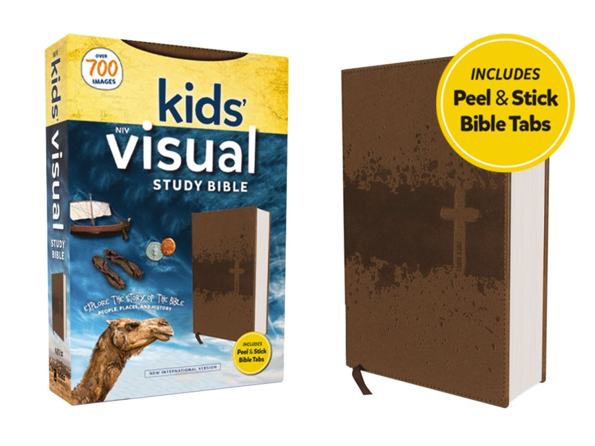 Niv, Kids' Visual Study Bible, Leathersoft, Bronze, Full Color Interior, Peel/Stick Bible Tabs: Explore the Story of the Bible---People, Places, and H - Ingram