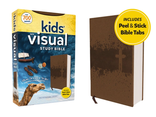 Niv, Kids' Visual Study Bible, Leathersoft, Bronze, Full Color Interior, Peel/Stick Bible Tabs: Explore the Story of the Bible---People, Places, and H - Ingram