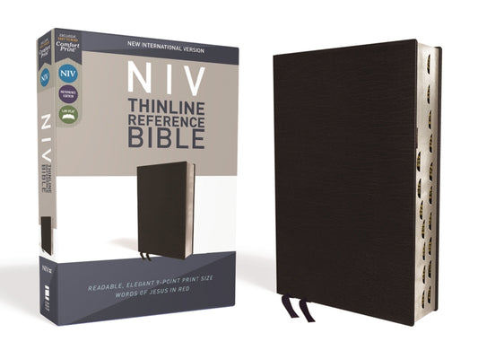NIV, Thinline Reference Bible, Bonded Leather, Black, Red Letter Edition, Indexed, Comfort Print - Ingram