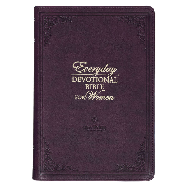 NLT Holy Bible Everyday Devotional Bible for Women New Living Translation, Vegan Leather, Purple Debossed - Ingram