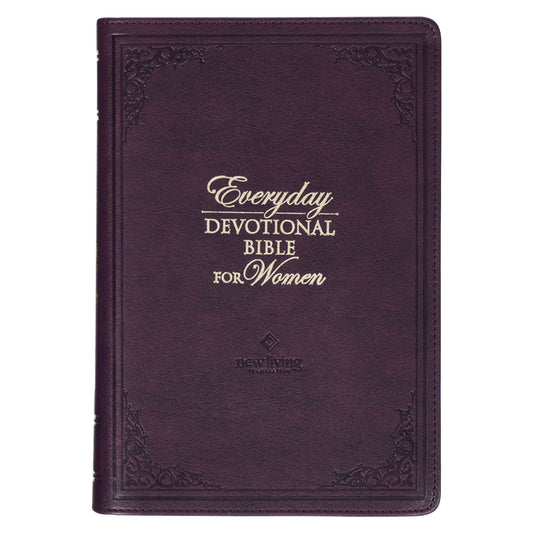 NLT Holy Bible Everyday Devotional Bible for Women New Living Translation, Vegan Leather, Purple Debossed - Ingram