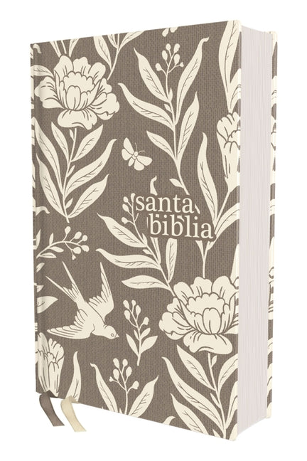 Nvi, Santa Biblia, Revisión 2022, Tamaño Compacto, Tapa Dura/Tela, Gris Floral, Palabras de Jesús En Rojo, Comfort Print - Ingram