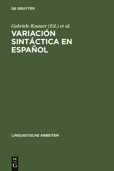 Variación sintáctica en español (Reprint 2011) - Ingram