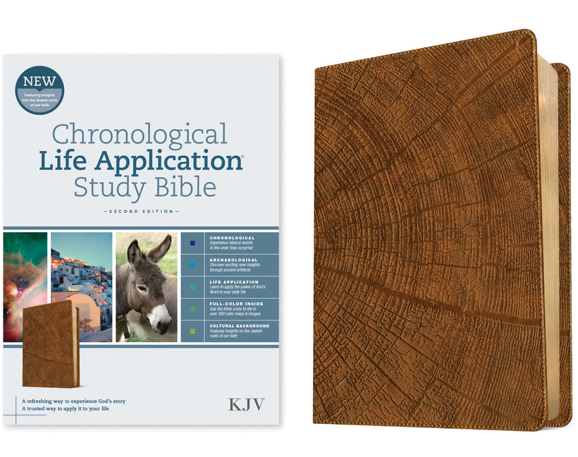 KJV Chronological Life Application Study Bible, Second Edition (Leatherlike, Heritage Oak Camel) - Ingram