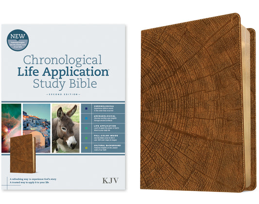 KJV Chronological Life Application Study Bible, Second Edition (Leatherlike, Heritage Oak Camel) - Ingram