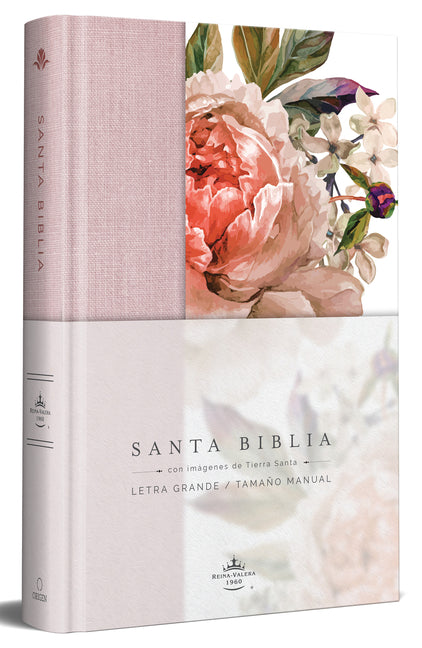Biblia Reina Valera 1960 Letra Grande. Tapa Dura, Tela Rosada Con Flores, Tamaño Manual / Bible Rvr 1960. Handy Size, Large Print, Hardcover, Pink - Ingram