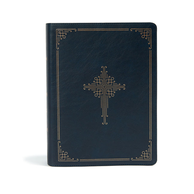 CSB Ancient Faith Study Bible, Navy Leathertouch: Black Letter, Church Fathers, Study Notes and Commentary, Ribbon Marker, Sewn Binding, Easy-To-Read - Ingram