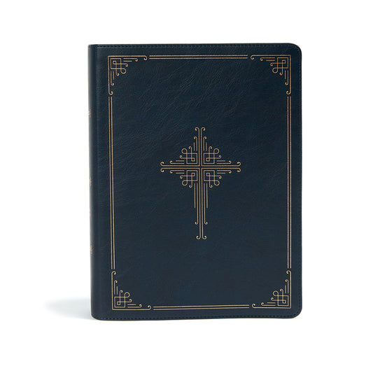 CSB Ancient Faith Study Bible, Navy Leathertouch: Black Letter, Church Fathers, Study Notes and Commentary, Ribbon Marker, Sewn Binding, Easy-To-Read - Ingram
