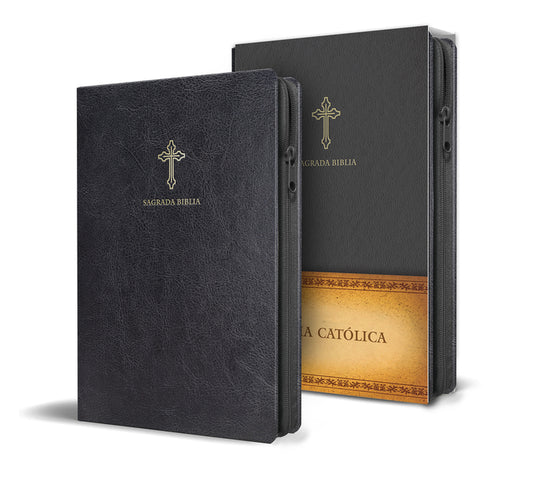 Biblia Católica En Español. Símil Piel Negro, Con Cremallera, Tamaño Compacto / Catholic Bible. Spanish-Language, Leathersoft, Black, Zipper Compact - Ingram