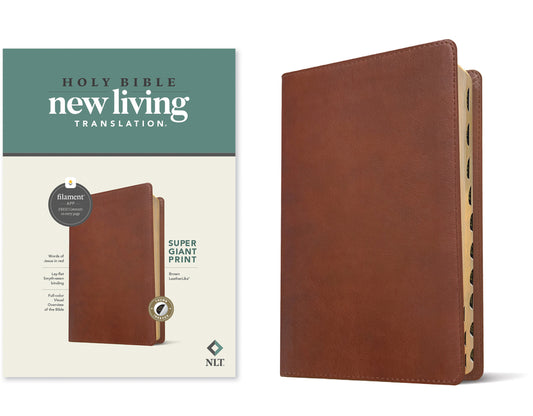 NLT Super Giant Print Bible, Filament Enabled (Leatherlike, Brown, Indexed, Red Letter) - Ingram