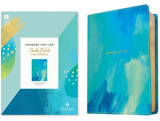 NLT Courage for Life Study Bible for Women, Filament Enabled (Leatherlike, Brushed Aqua Blue) - Ingram