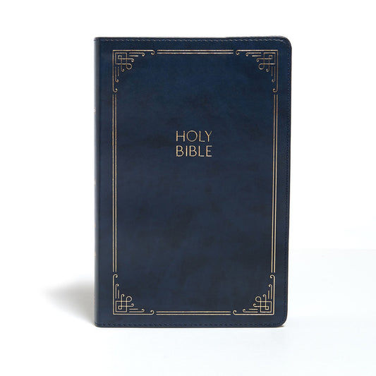 KJV Large Print Personal Size Reference Bible, Navy Leathertouch - Ingram