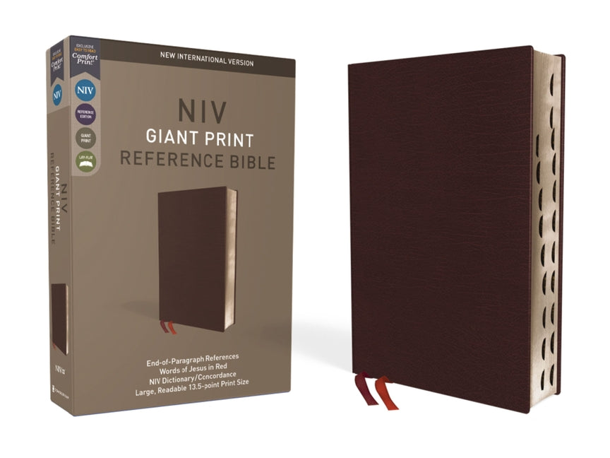 NIV, Reference Bible, Giant Print, Bonded Leather, Burgundy, Red Letter Edition, Indexed, Comfort Print - Ingram