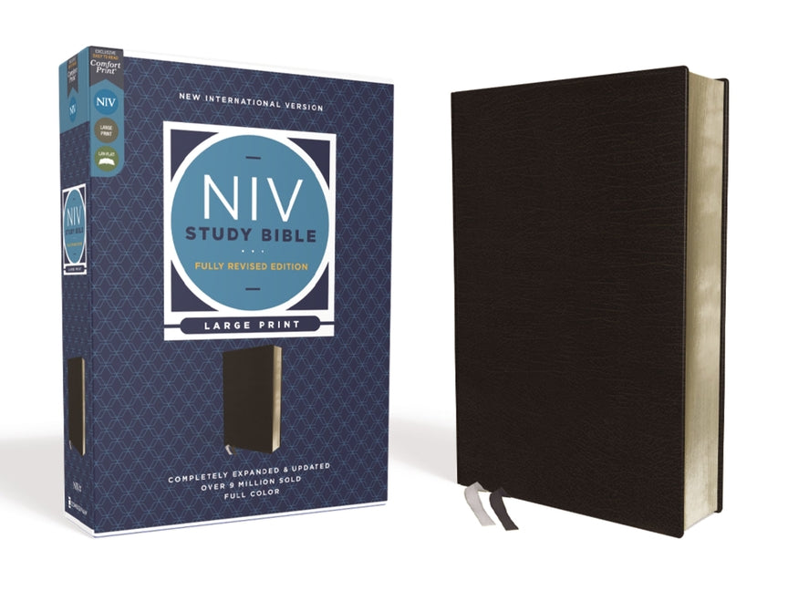 NIV Study Bible, Fully Revised Edition, Large Print, Bonded Leather, Black, Red Letter, Comfort Print - Ingram