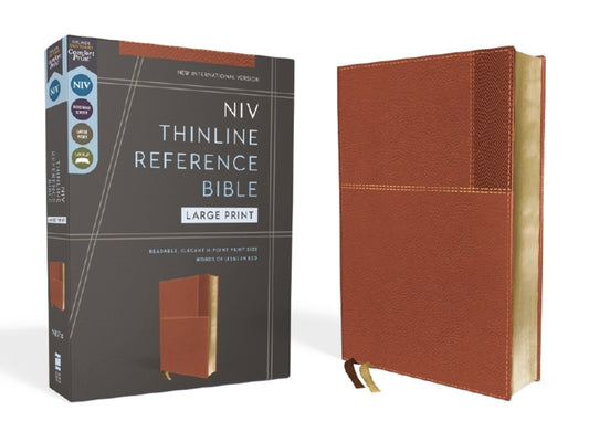 Niv, Thinline Reference Bible (Deep Study at a Portable Size), Large Print, Leathersoft, Brown, Red Letter, Comfort Print - Ingram