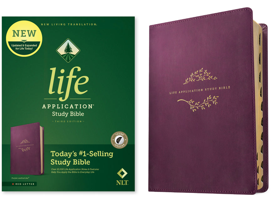 NLT Life Application Study Bible, Third Edition (Leatherlike, Purple, Indexed, Red Letter) - Ingram