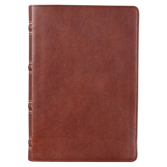KJV Giant Print Full-Size Bible Brown Full Grain Leather - Ingram