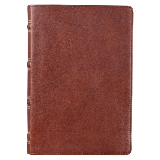 KJV Giant Print Full-Size Bible Brown Full Grain Leather - Ingram