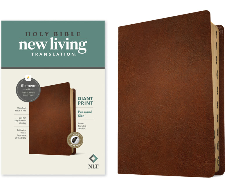 NLT Personal Size Giant Print Bible, Filament Enabled Edition (Red Letter, Genuine Leather, Brown, Indexed) - Ingram