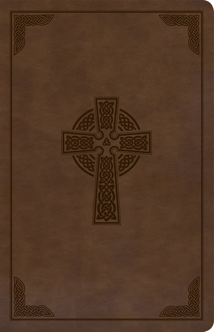 KJV Large Print Personal Size Reference Bible, Brown Celtic Cross Leathertouch - Ingram