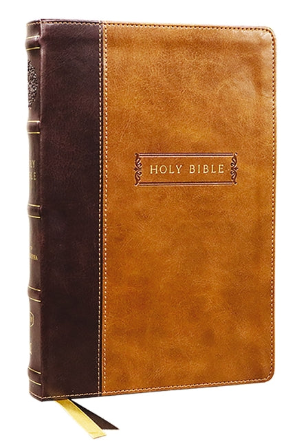 KJV Holy Bible with Apocrypha and 73,000 Center-Column Cross References, Brown Leathersoft, Red Letter, Comfort Print: King James Version - Ingram