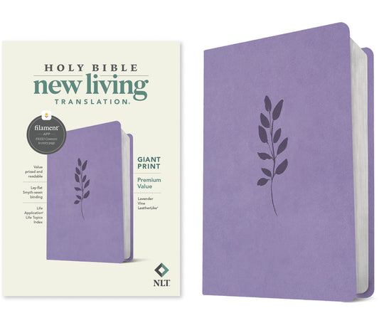 NLT Giant Print Premium Value Bible, Filament Enabled (Leatherlike, Lavender Vine) - Ingram