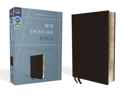 NIV, Thinline Bible, Bonded Leather, Black, Red Letter Edition (Special) - Ingram