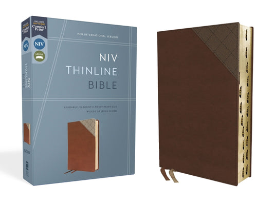 Niv, Thinline Bible, Leathersoft, Brown, Red Letter, Thumb Indexed, Comfort Print - Ingram