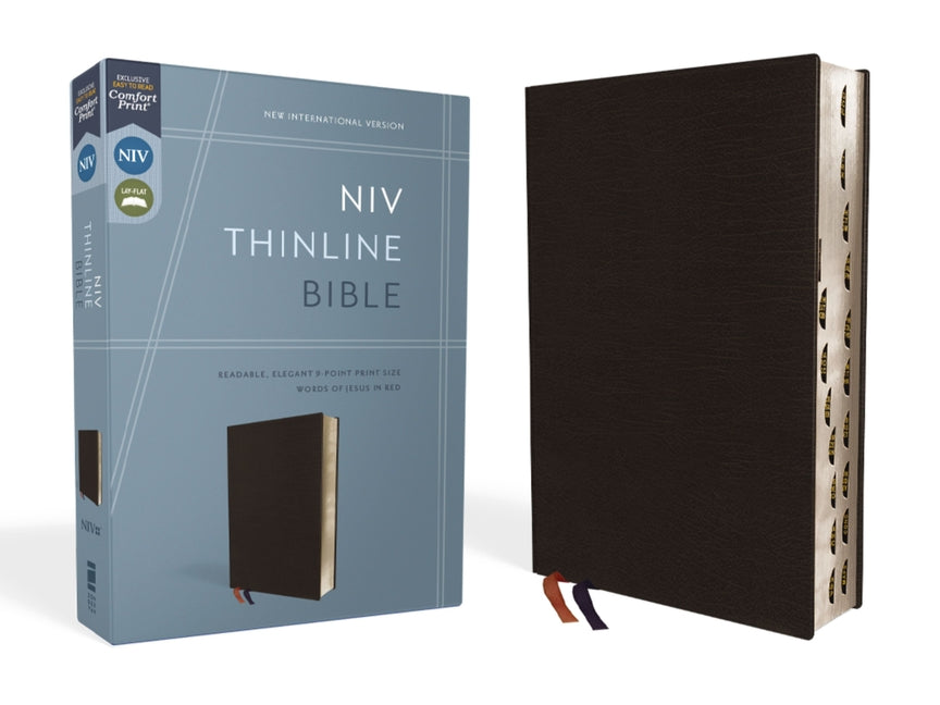 NIV, Thinline Bible, Bonded Leather, Black, Indexed, Red Letter Edition (Special) - Ingram