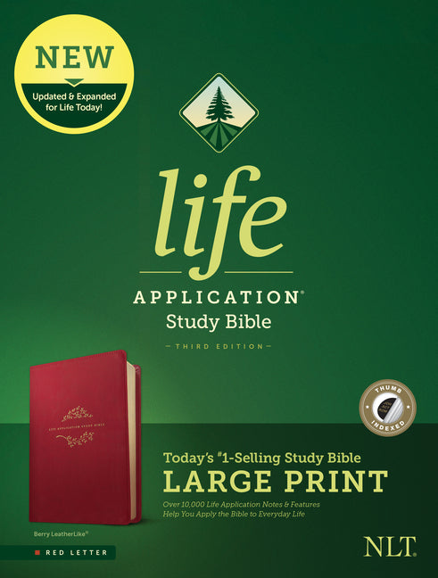 NLT Life Application Study Bible, Third Edition, Large Print (Red Letter, Leatherlike, Berry, Indexed) - Ingram