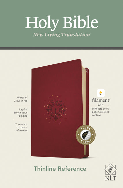 NLT Thinline Reference Bible, Filament Enabled Edition (Red Letter, Leatherlike, Berry, Indexed) - Ingram