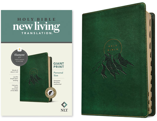 NLT Personal Size Giant Print Bible, Filament Enabled (Leatherlike, Evergreen Mountain, Indexed, Red Letter) - Ingram