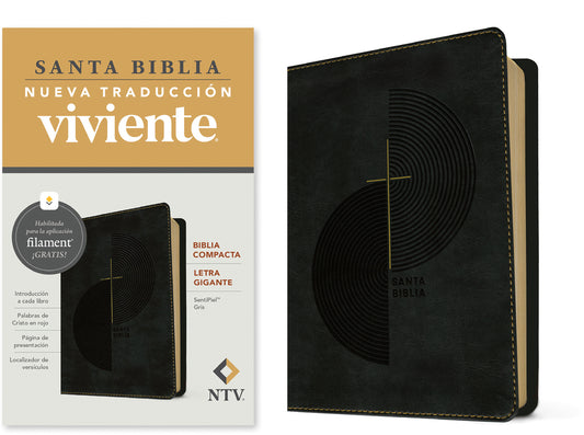 Biblia Compacta Ntv, Letra Gigante Con Filament (Sentipiel, Gris, Letra Roja) - Ingram