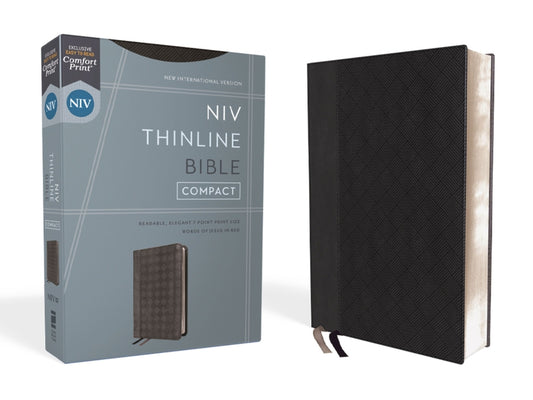 Niv, Thinline Bible, Compact, Leathersoft, Black/Gray, Red Letter, Comfort Print - Ingram