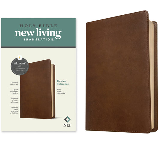 NLT Thinline Reference Bible, Filament Enabled Edition (Red Letter, Leatherlike, Rustic Brown) - Ingram