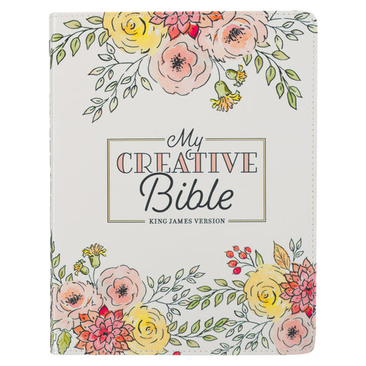 KJV Holy Bible, My Creative Bible, Faux Leather Flexible Cover - Ribbon Marker, King James Version, White Floral - Ingram