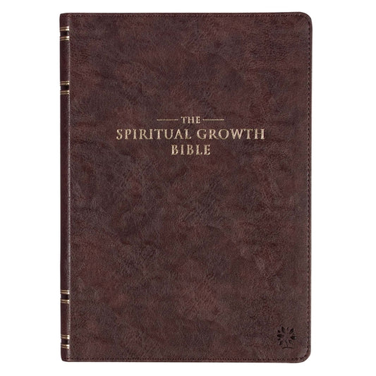 Spiritual Growth Bible, Study Bible, NLT - New Living Translation Holy Bible, Faux Leather, Walnut Brown - Ingram