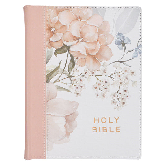 KJV Note-Taking Bible Faux Leather Hc Pink Floral Printed - Ingram